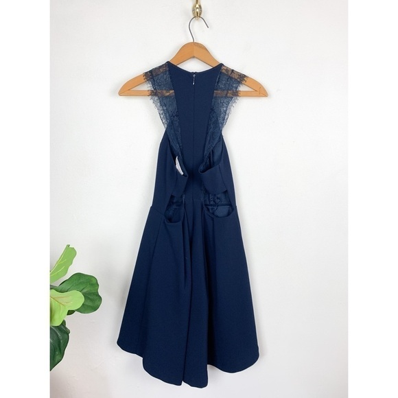 BCBGeneration Navy Blue Lace Skater Style Cocktail Dress Sz 4 - Picture 4 of 9